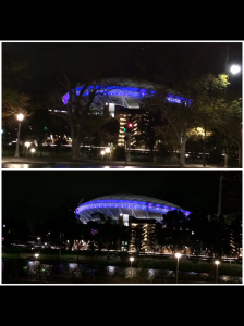 The world famous Adelaide Oval lit blue for May 12th International M.E./C.F.S. Awareness Day.